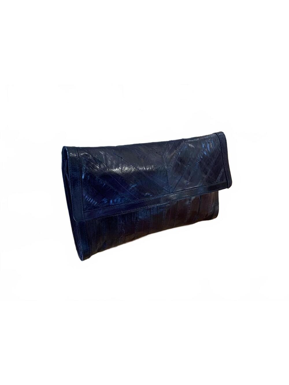 Black Eel Skin Leather  Clutch and Wallet Set with Multiple Accessories